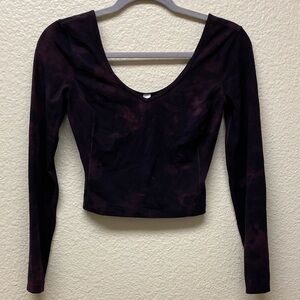 Lululemon Align Long Sleeve Crop Shirt Diamond Dye Cassis Black